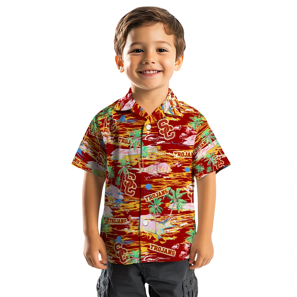 USC Trojans Hawaiian Shirt - Hawaii Island usc trojans flamingo retreat red hawaiian shirts top rated