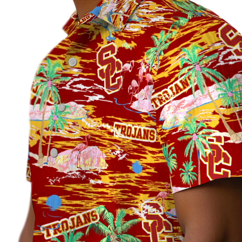 USC Trojans Hawaiian Shirt - Hawaii Island usc trojans flamingo retreat red hawaiian shirts trendy
