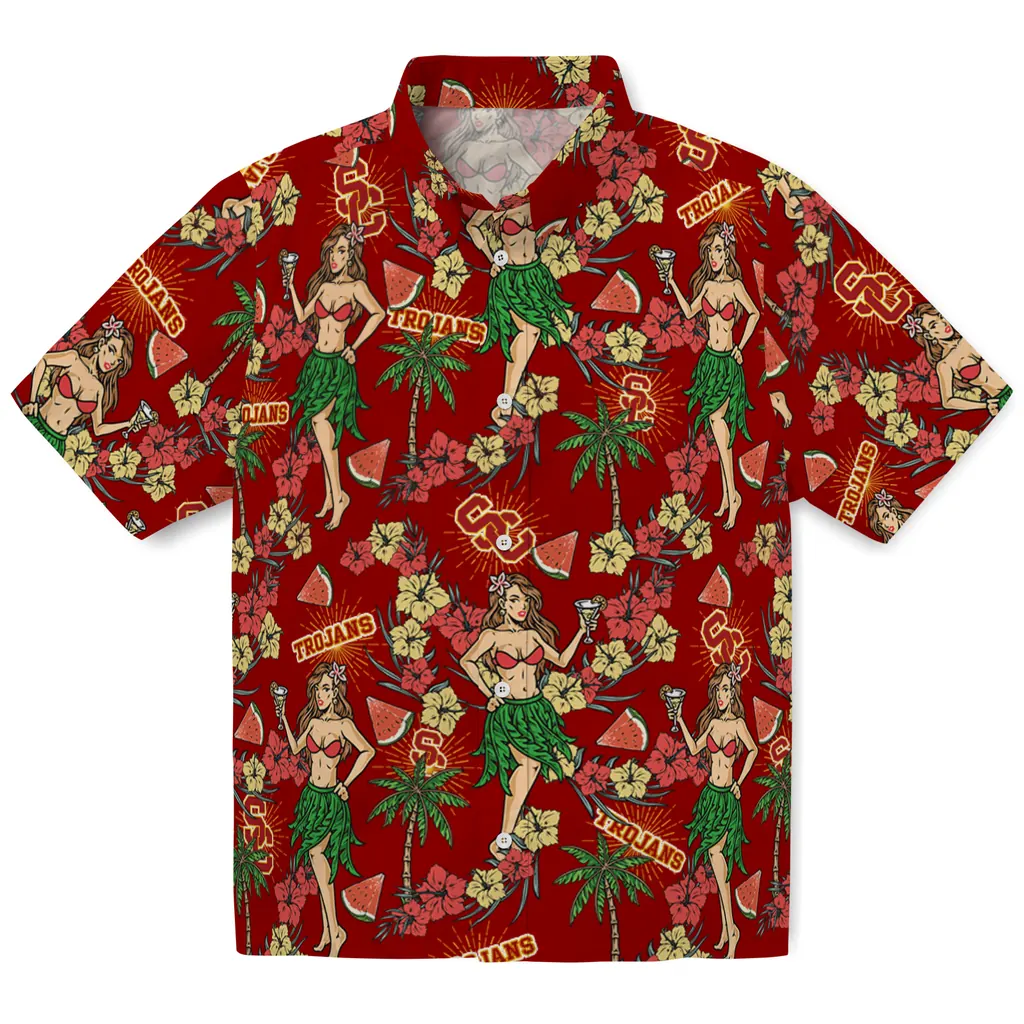 USC Trojans Hawaiian Shirt - Hawaiian Girls Design usc trojans hawaiian girls design red hawaiian shirts best selling
