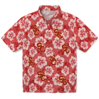 usc trojans hibiscus cluster red hawaiian shirts best selling