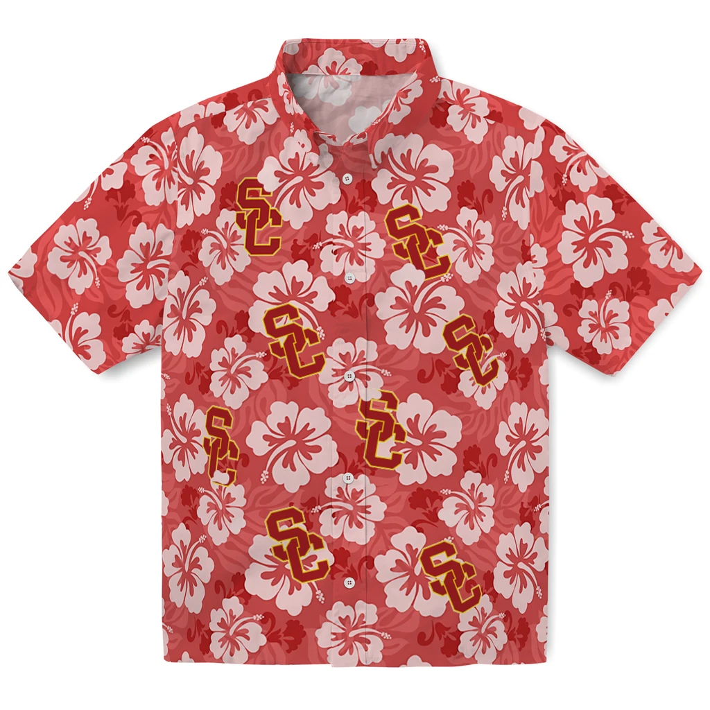USC Trojans Hawaiian Shirt - Hibiscus Cluster usc trojans hibiscus cluster red hawaiian shirts best selling