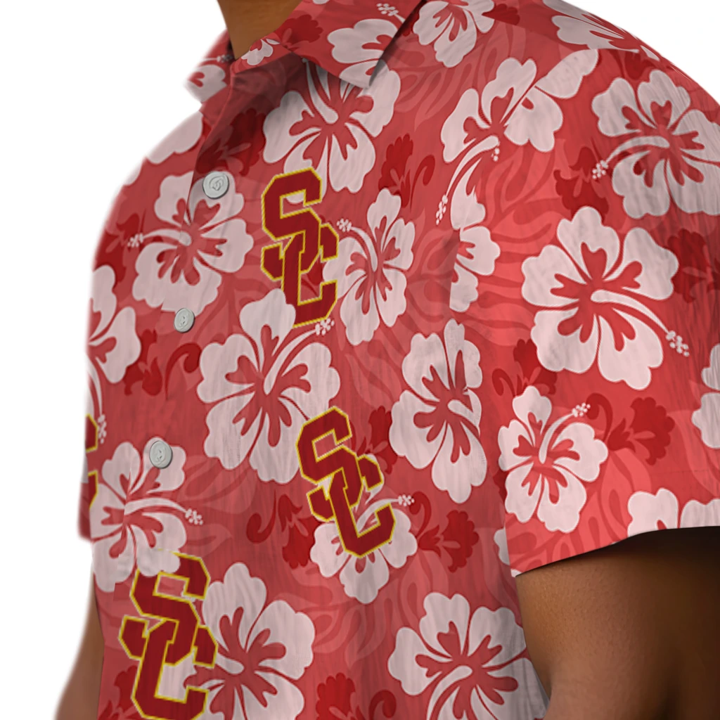 USC Trojans Hawaiian Shirt - Hibiscus Cluster usc trojans hibiscus cluster red hawaiian shirts trendy