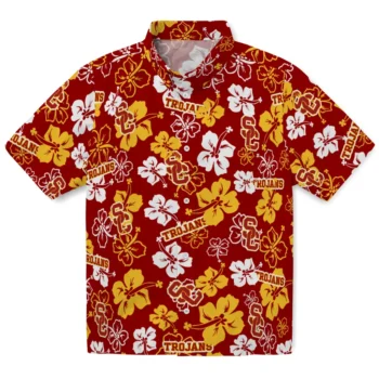 usc trojans hibiscus bloom red hawaiian shirts best selling