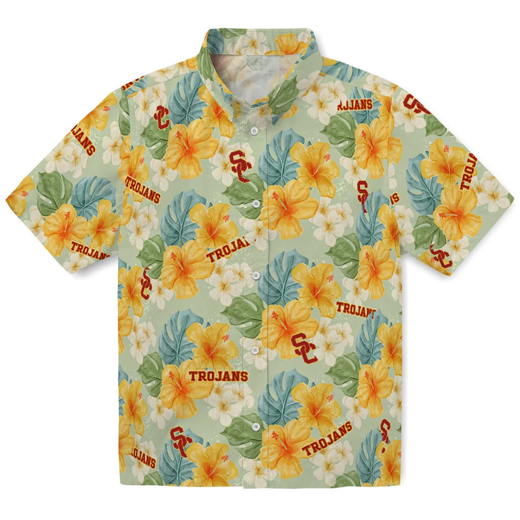 USC Trojans Hawaiian Shirt - Hibiscus Mood usc trojans hibiscus mood pale lime yellow hawaiian shirts best selling