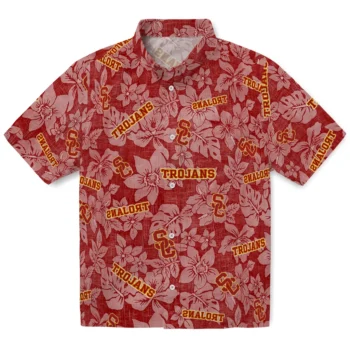 usc trojans hibiscus oasis red hawaiian shirts best selling
