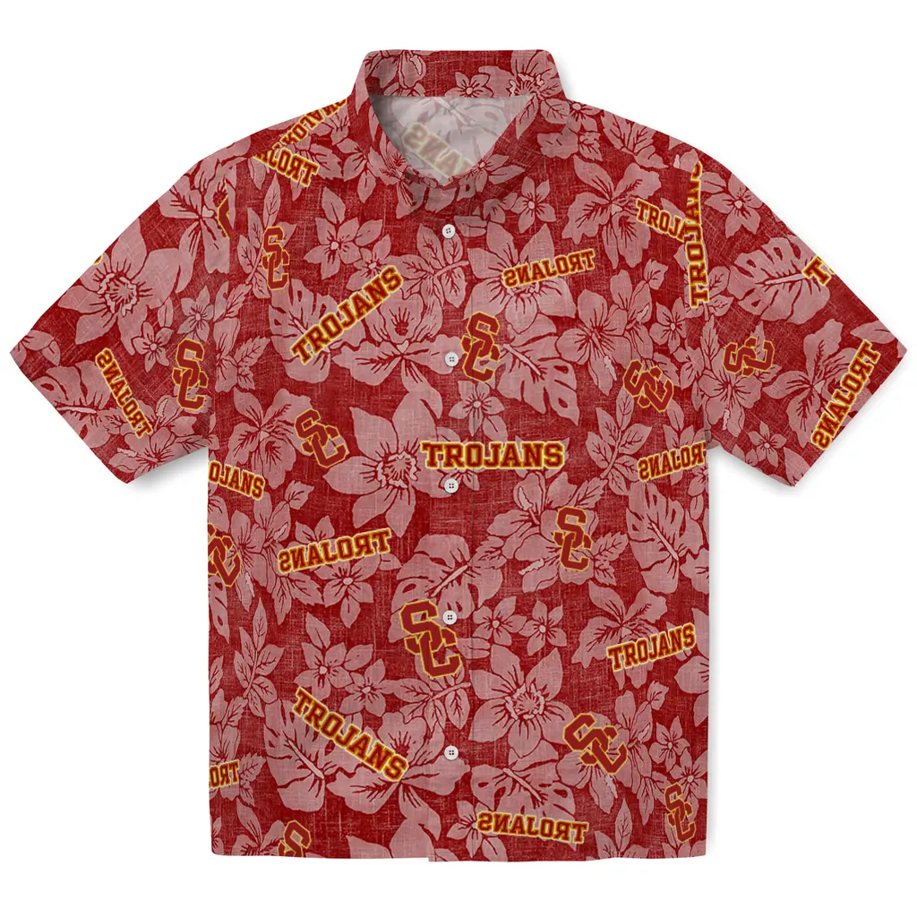 USC Trojans Hawaiian Shirt - Hibiscus Oasis usc trojans hibiscus oasis red hawaiian shirts best selling