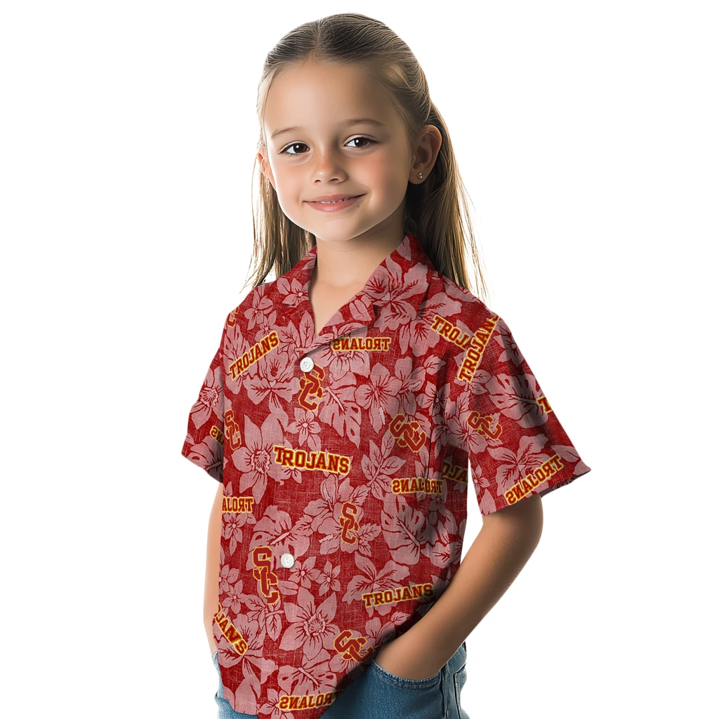 USC Trojans Hawaiian Shirt - Hibiscus Oasis usc trojans hibiscus oasis red hawaiian shirts premium grade