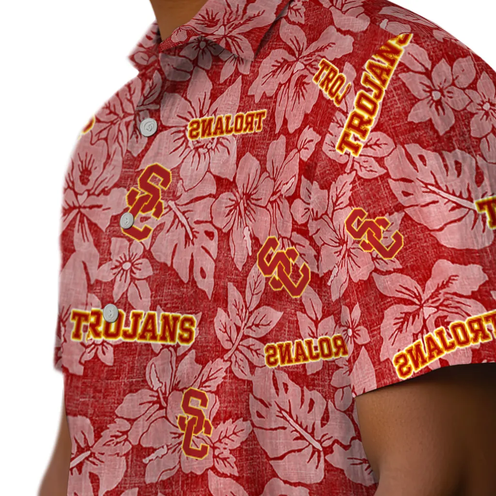 USC Trojans Hawaiian Shirt - Hibiscus Oasis usc trojans hibiscus oasis red hawaiian shirts trendy