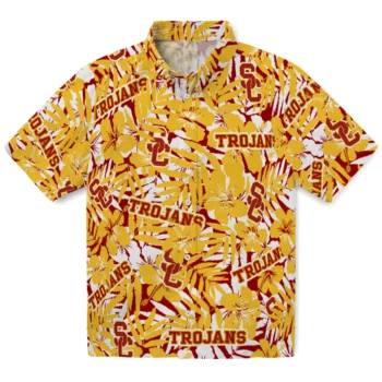 usc trojans hibiscus overlay hawaiian shirts best selling