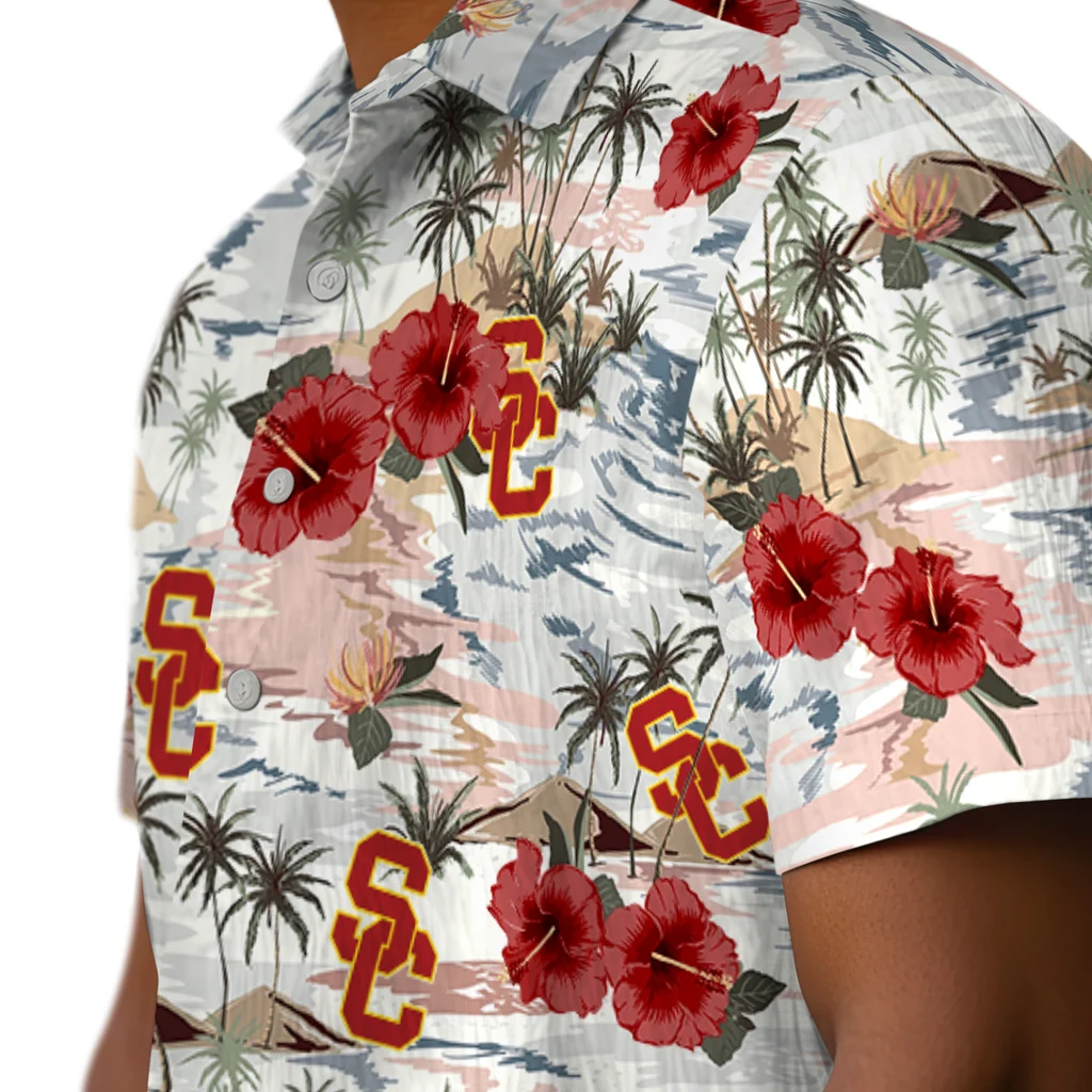 USC Trojans Hawaiian Shirt - Hibiscus Seaside usc trojans hibiscus seaside white hawaiian shirts trendy