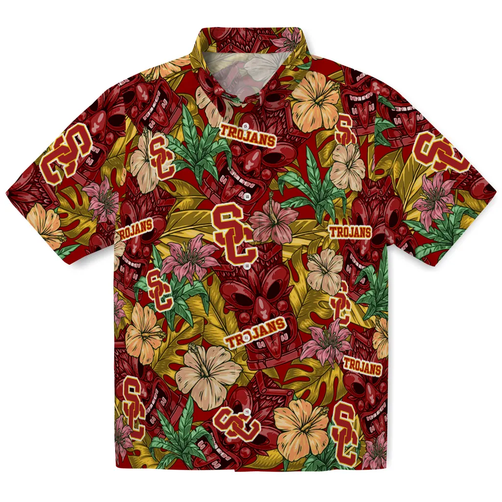 USC Trojans Hawaiian Shirt - Hibiscus Tiki Jungle usc trojans tiki jungle red hawaiian shirts best selling