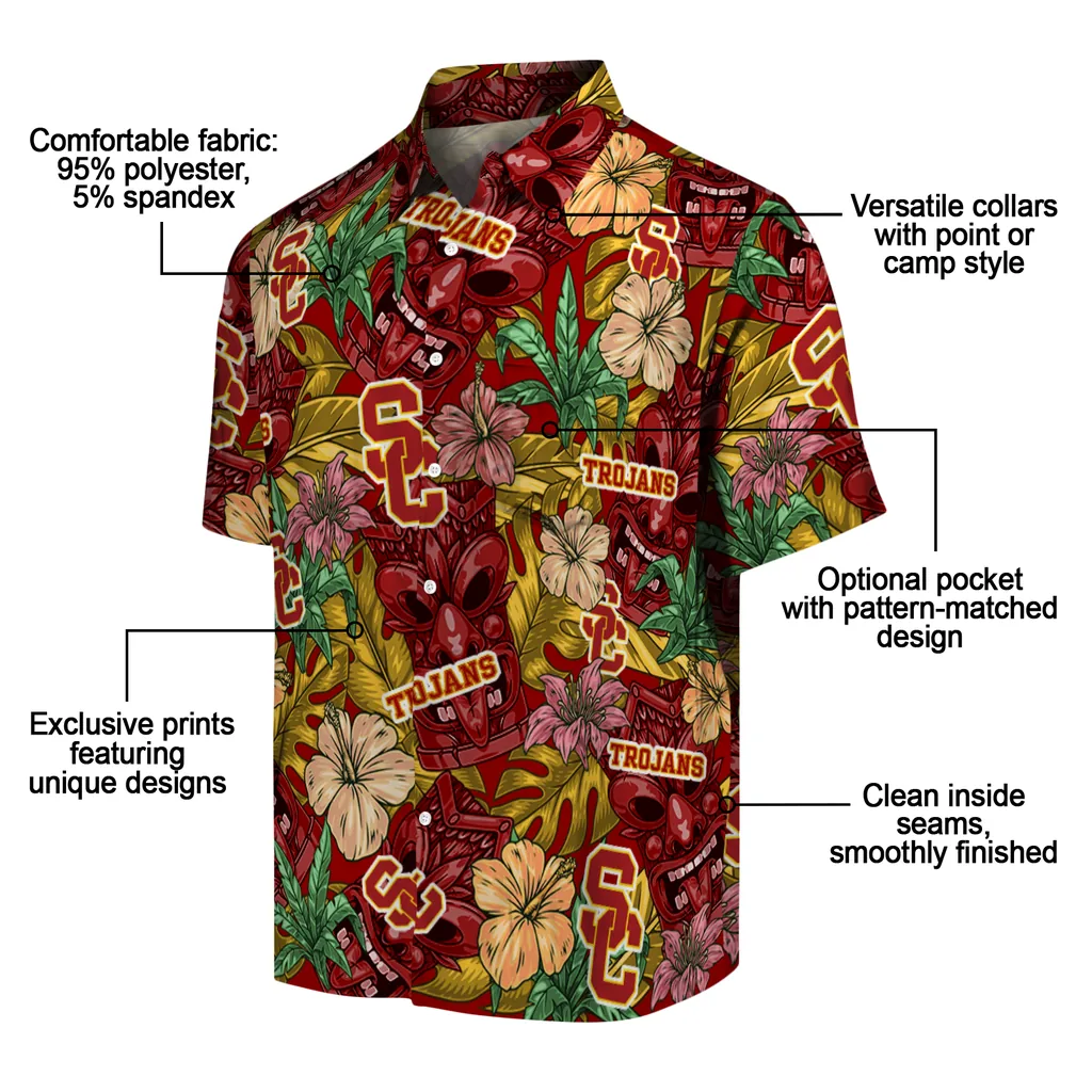 USC Trojans Hawaiian Shirt - Hibiscus Tiki Jungle usc trojans tiki jungle red hawaiian shirts new arrival