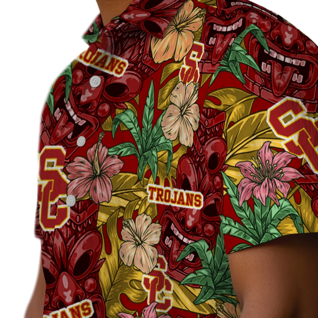 USC Trojans Hawaiian Shirt - Hibiscus Tiki Jungle usc trojans tiki jungle red hawaiian shirts trendy