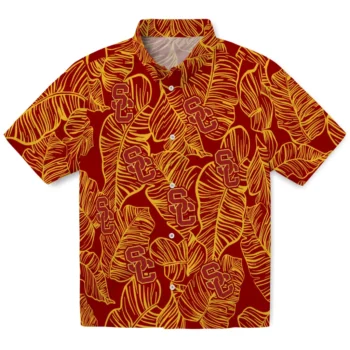 usc trojans leaf outline red hawaiian shirts best selling