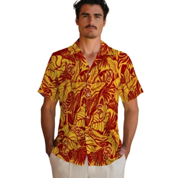 usc trojans monstera layer red hawaiian shirts fashion forward