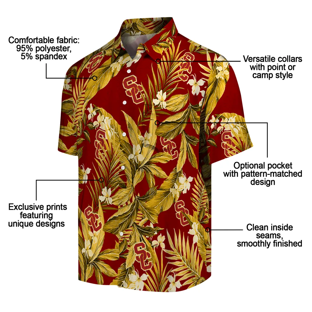 USC Trojans Hawaiian Shirt - Palm Leaves usc trojans palm leaves red hawaiian shirts new arrival