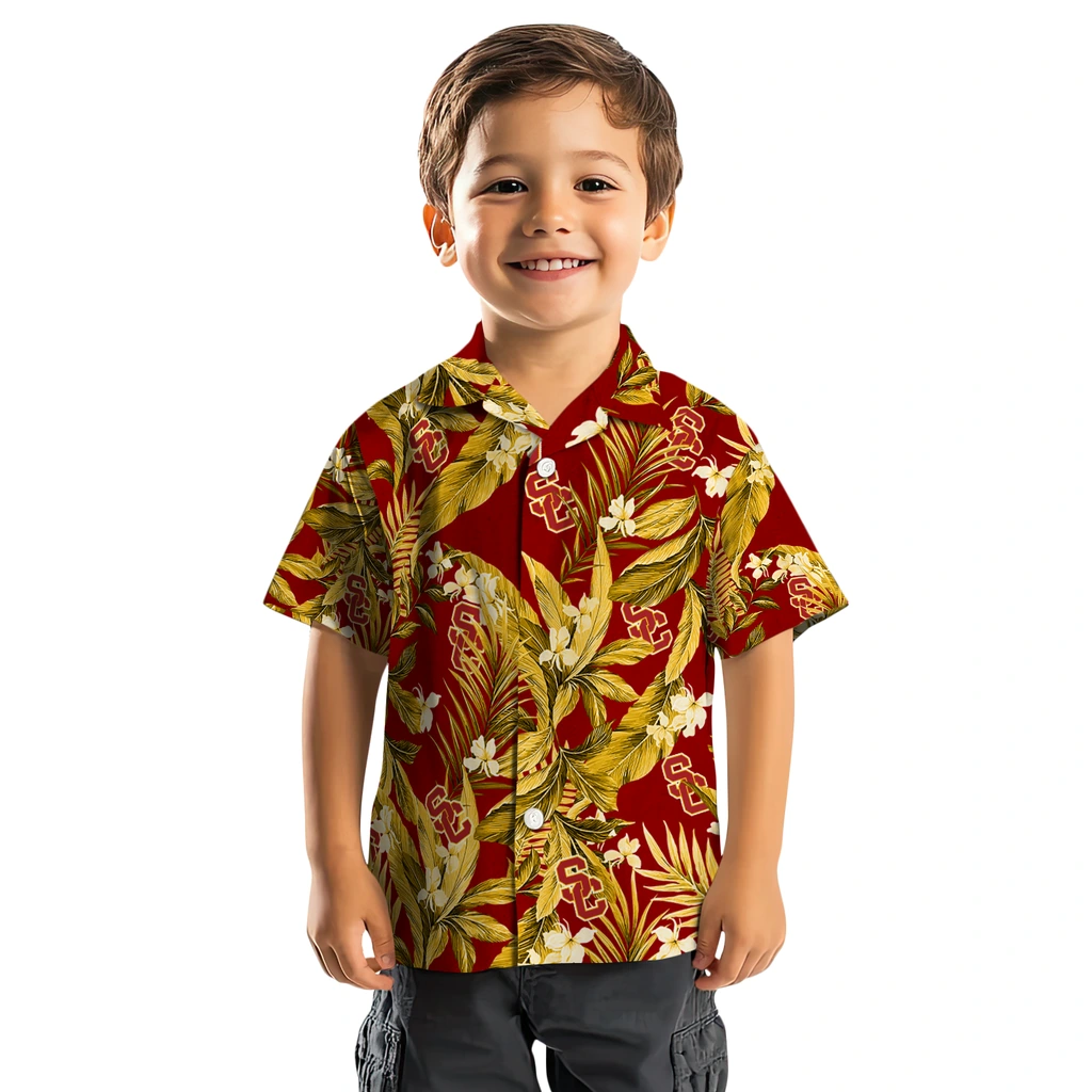 USC Trojans Hawaiian Shirt - Palm Leaves usc trojans palm leaves red hawaiian shirts top rated
