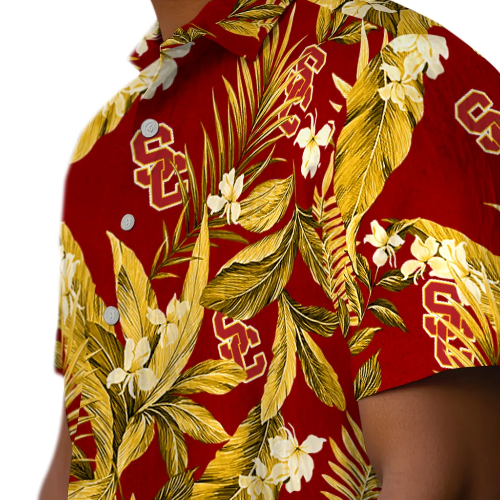 USC Trojans Hawaiian Shirt - Palm Leaves usc trojans palm leaves red hawaiian shirts trendy