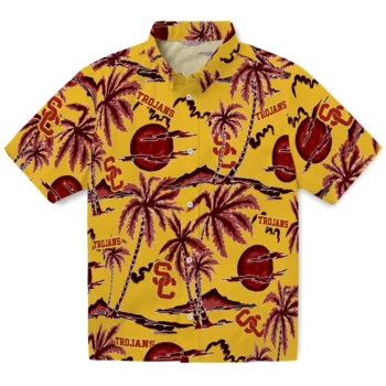 usc trojans palm sunset hawaiian shirts best selling