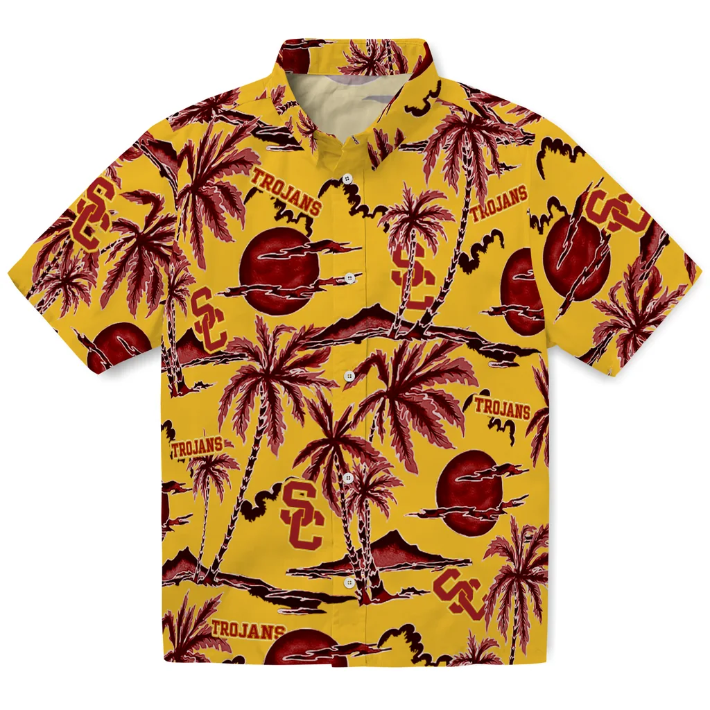 USC Trojans Hawaiian Shirt - Palm Sunset usc trojans palm sunset hawaiian shirts best selling