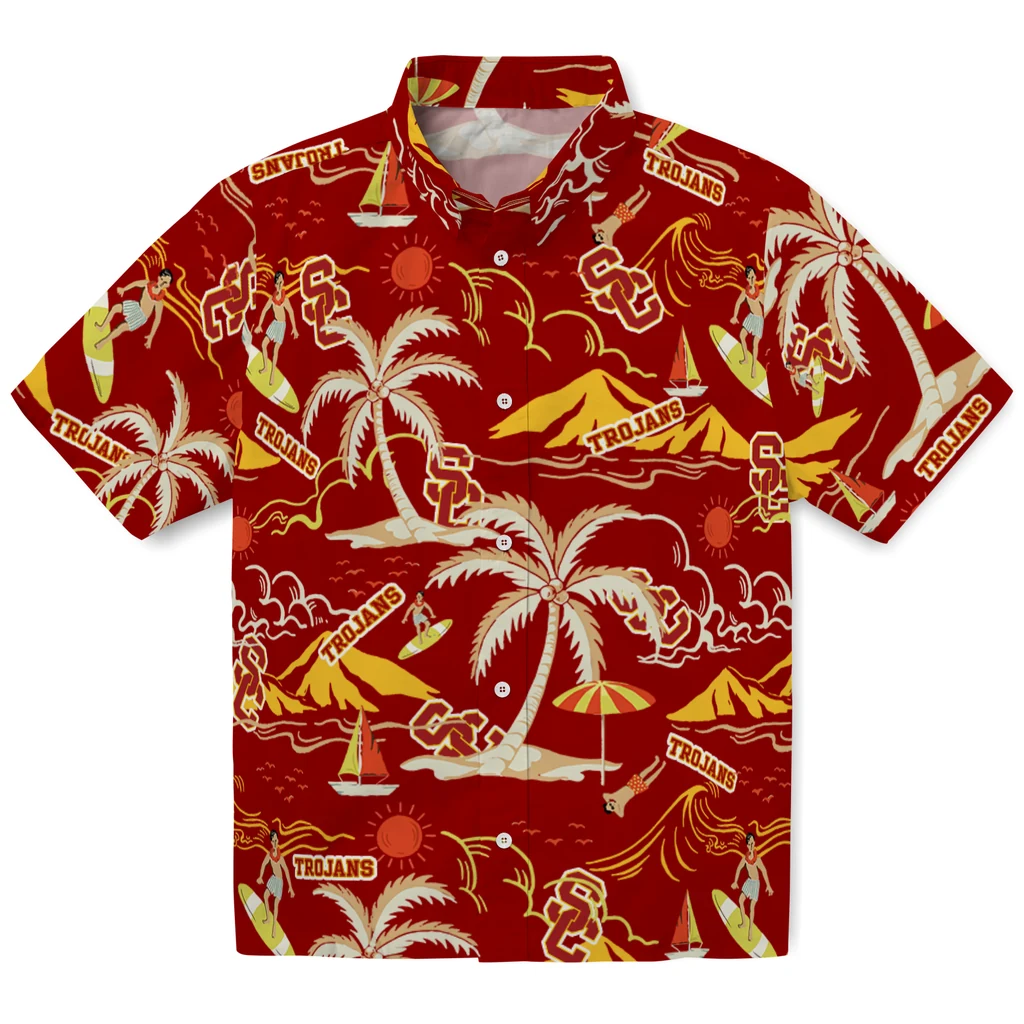 USC Trojans Hawaiian Shirt - Palm Tree Island usc trojans palm tree island red hawaiian shirts best selling