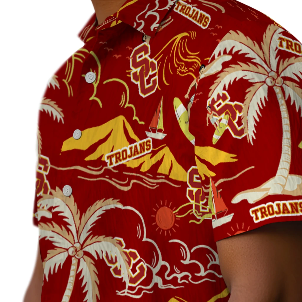 USC Trojans Hawaiian Shirt - Palm Tree Island usc trojans palm tree island red hawaiian shirts trendy
