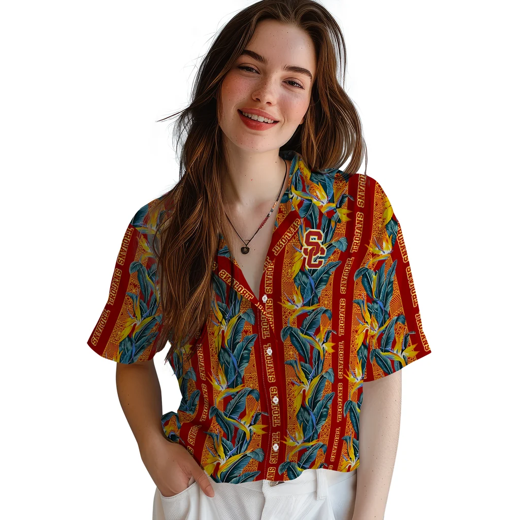 USC Trojans Hawaiian Shirt - Paradise Vines usc trojans paradise vines red hawaiian shirts latest model