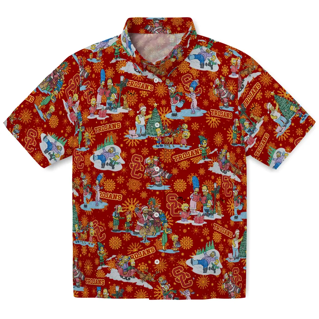 USC Trojans Hawaiian Shirt - Simpsons Christmas usc trojans simpsons christmas red hawaiian shirts best selling