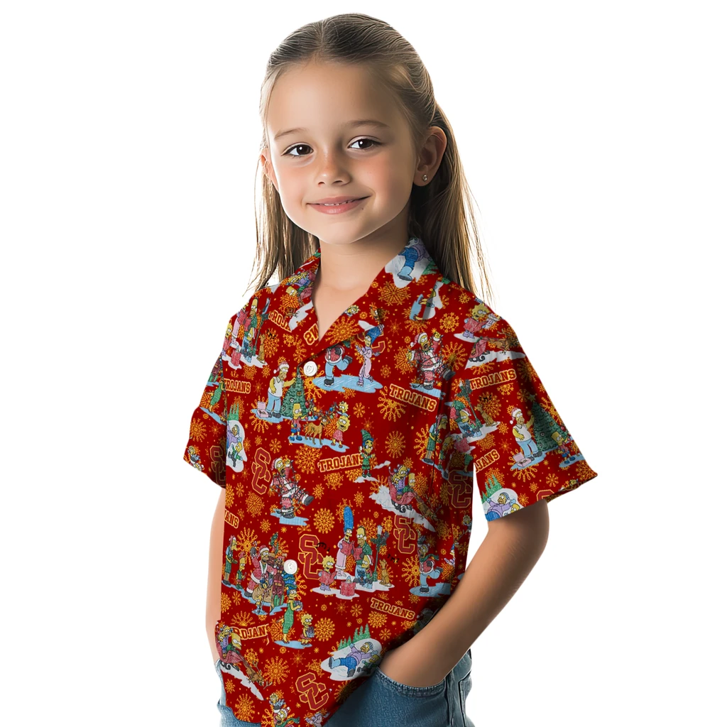 USC Trojans Hawaiian Shirt - Simpsons Christmas usc trojans simpsons christmas red hawaiian shirts premium grade