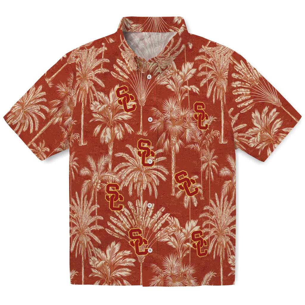 USC Trojans Hawaiian Shirt - Vintage Palm Tree usc trojans palm shadows red hawaiian shirts best selling