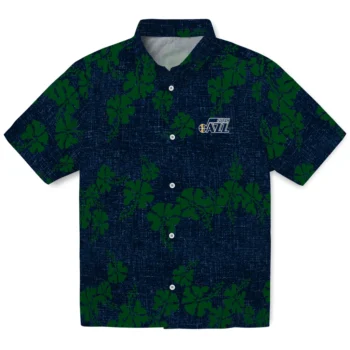 utah jazz hibiscus petals navy hawaiian shirts best selling