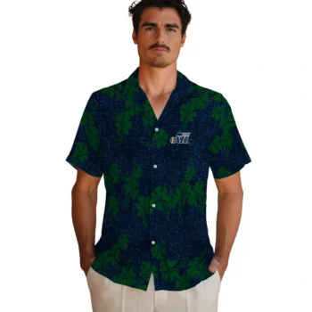 utah jazz hibiscus petals navy hawaiian shirts fashion forward