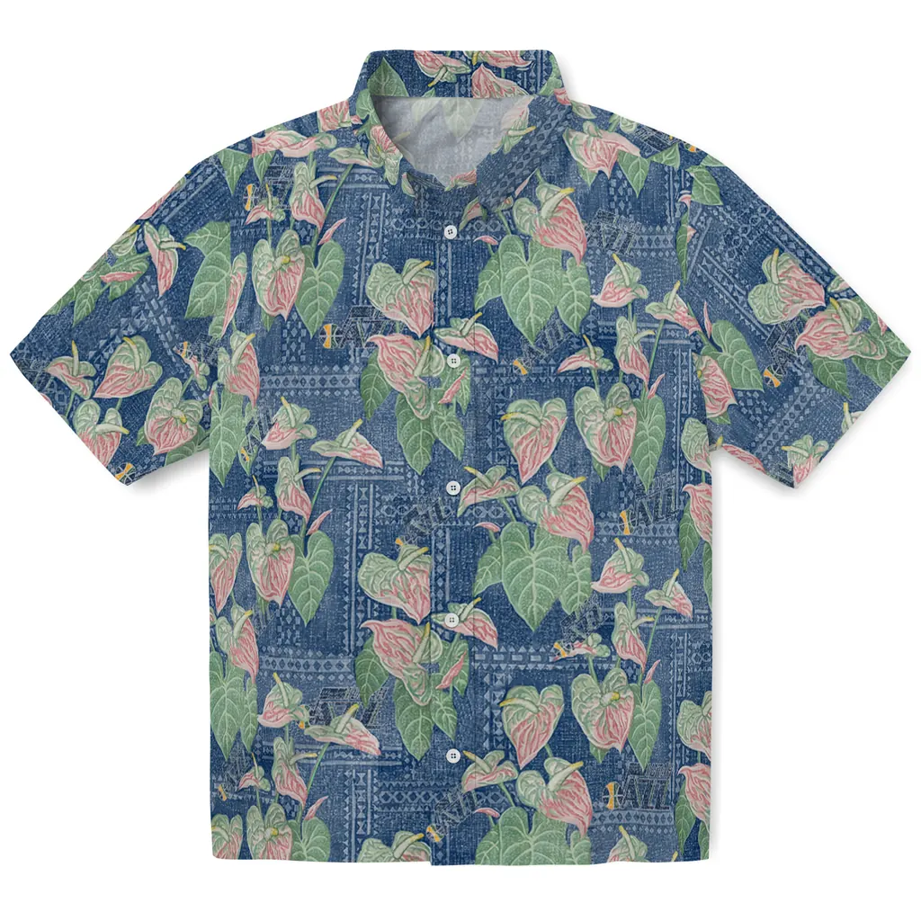 Utah Jazz Hawaiian Shirt - Anthurium Overlay utah jazz anthurium overlay navy hawaiian shirts best selling