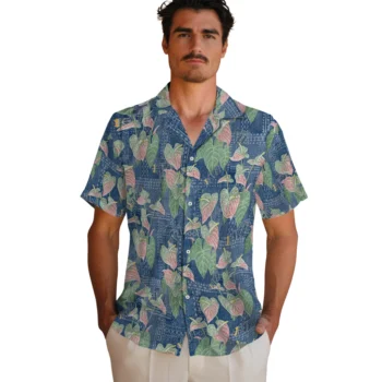 utah jazz anthurium overlay navy hawaiian shirts fashion forward