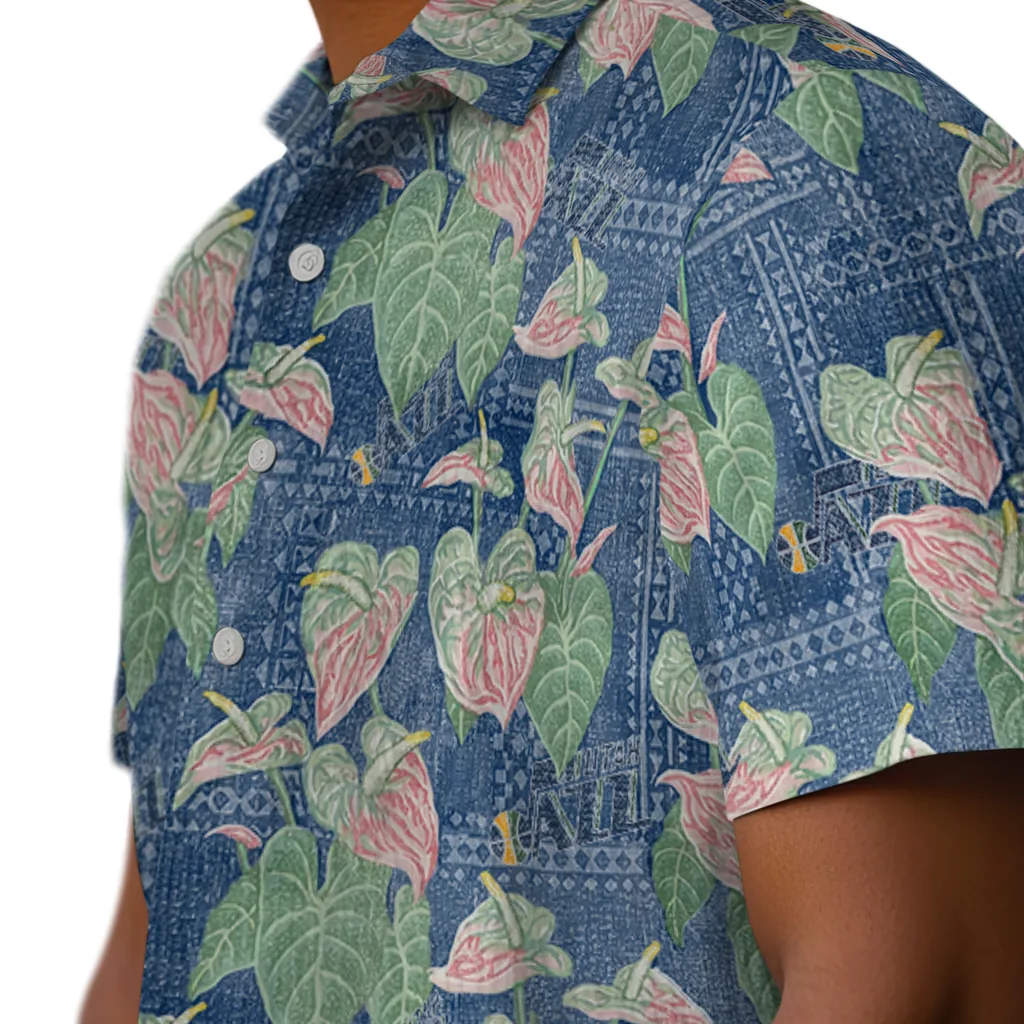 Utah Jazz Hawaiian Shirt - Anthurium Overlay utah jazz anthurium overlay navy hawaiian shirts trendy