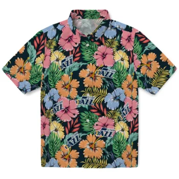 utah jazz brilliant hibiscus garden hawaiian shirts best selling