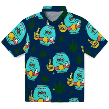 utah jazz bong smile navy hawaiian shirts best selling