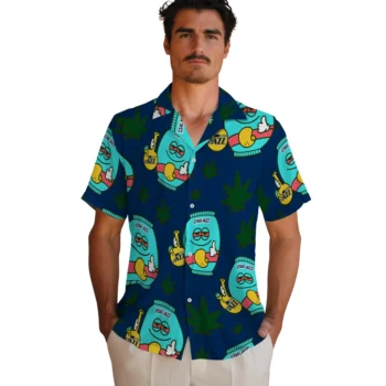 utah jazz bong smile navy hawaiian shirts fashion forward