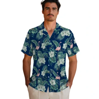 utah jazz flamingo palms navy hawaiian shirts fashion forward