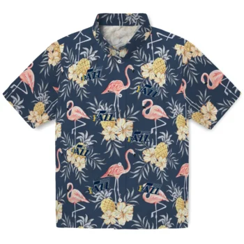 utah jazz flamingo hibiscus navy hawaiian shirts best selling