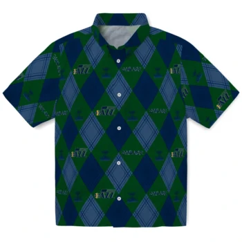 utah jazz balloon plaid navy hawaiian shirts best selling