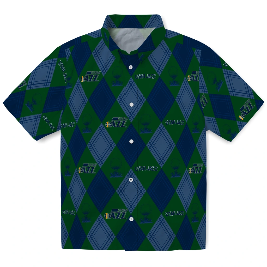 Utah Jazz Hawaiian Shirt - Golfing Plaid utah jazz balloon plaid navy hawaiian shirts best selling