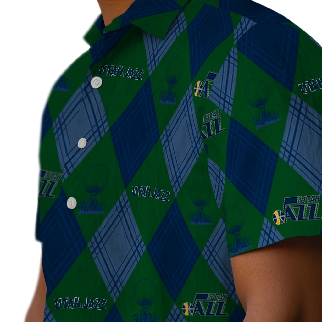 Utah Jazz Hawaiian Shirt - Golfing Plaid utah jazz balloon plaid navy hawaiian shirts trendy