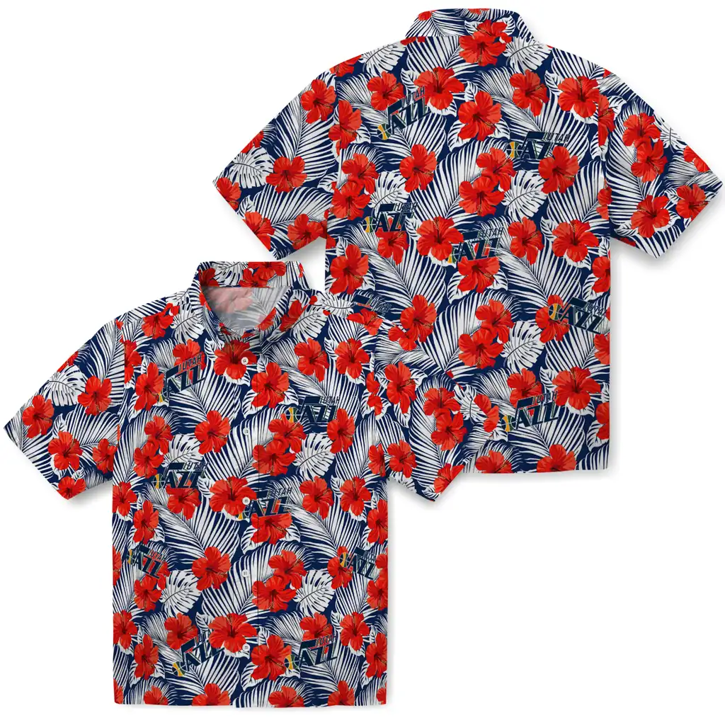 Utah Jazz Hawaiian Shirt - Hibiscus Fiesta utah jazz hibiscus fiesta red royal blue hawaiian shirts high quality