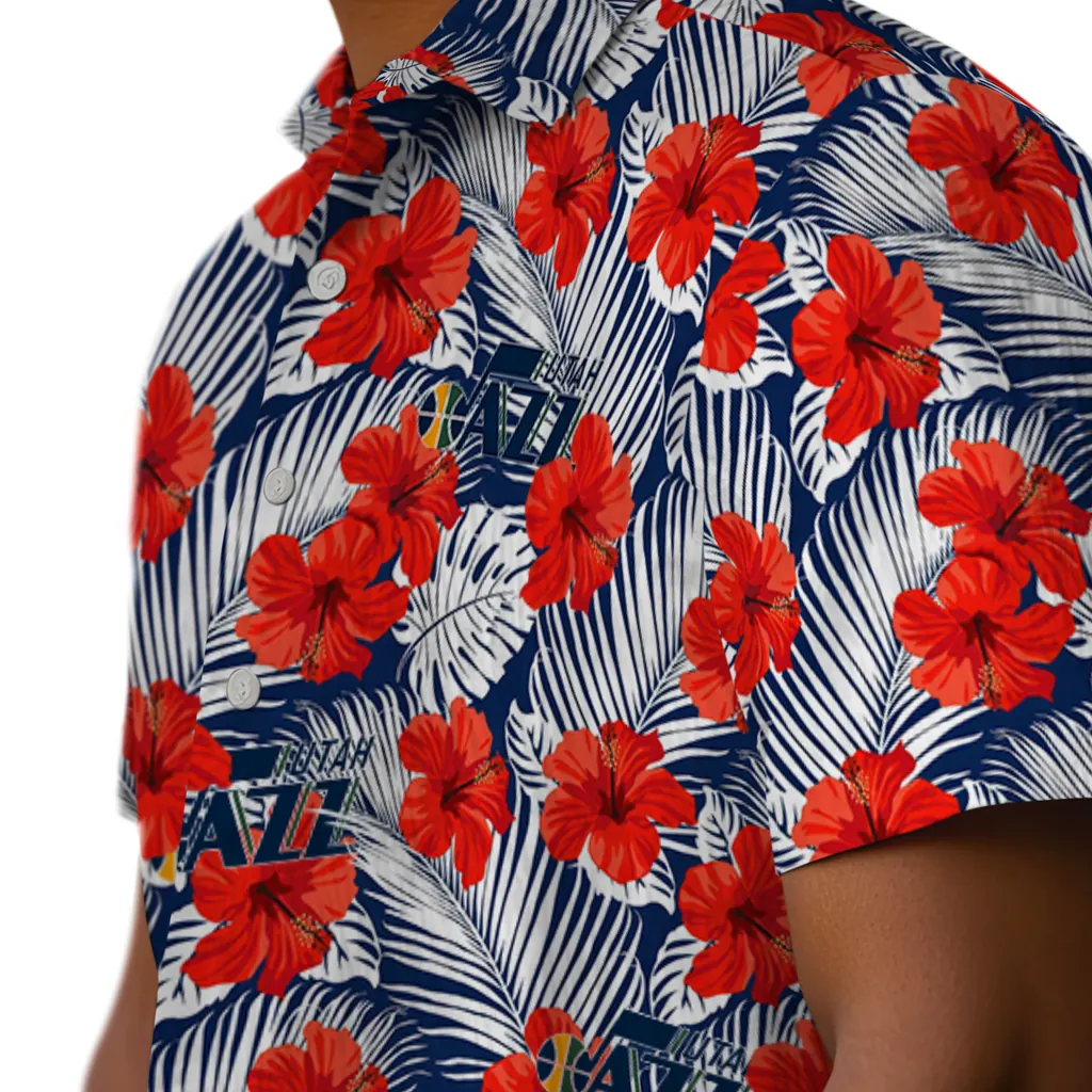 Utah Jazz Hawaiian Shirt - Hibiscus Fiesta utah jazz hibiscus fiesta red royal blue hawaiian shirts trendy