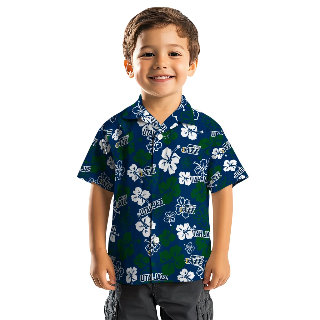Utah Jazz Hawaiian Shirt - Hibiscus Flower Design utah jazz hibiscus bloom navy hawaiian shirts top rated