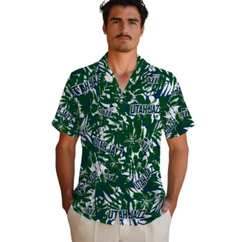 utah jazz hibiscus overlay hawaiian shirts fashion forward