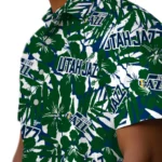Utah Jazz Hawaiian Shirt – Hibiscus Overlay