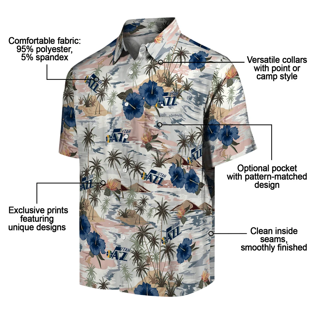Utah Jazz Hawaiian Shirt - Hibiscus Seaside utah jazz hibiscus seaside white hawaiian shirts new arrival