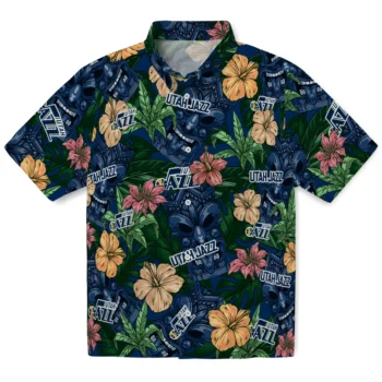 utah jazz tiki jungle navy hawaiian shirts best selling